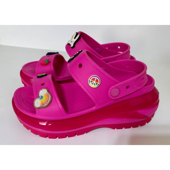 Crocs Women's size 8 Classic Mega Crush Sandals Juice Pink Thick Soled Platform - Picture 14 of 14